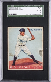 1933 Goudey #160 Lou Gehrig – SGC 30 GD 2